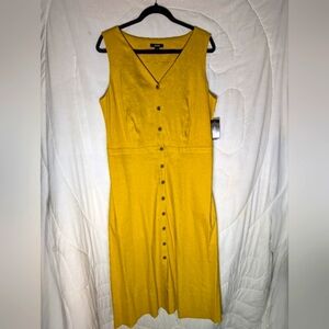 Alfani Mustard Button-Down Dress